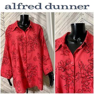 alfred dunner 18W pink floral button blouse